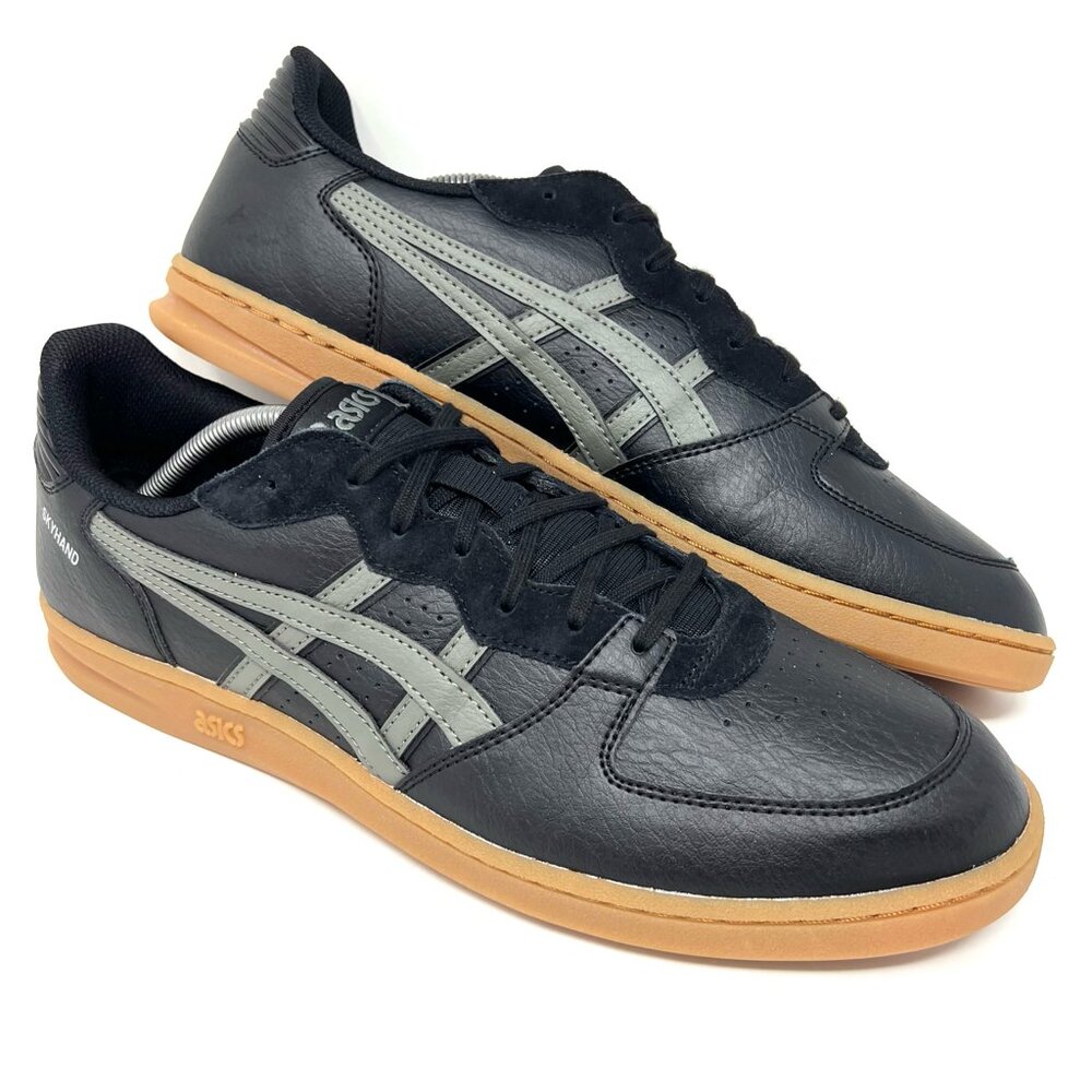 ASICS Men’s Skyhand OG Retro Sneaker Sz 12 Black Leather Grey Shoe 1203A451 EUC